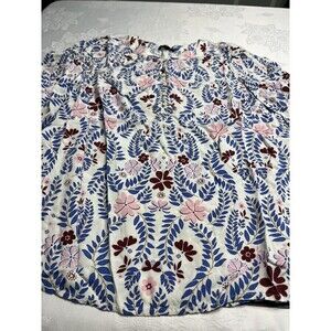 Talbots Tunic Blouse Blue Pink Floral Women’s Petite S